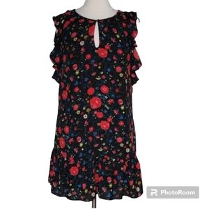 J.Crew Dress Floral M J0841 Ruffle Sleeve